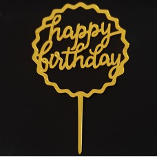 Cake topper happy birthday goud kartel